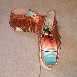 Serape Fringe Western Sneakers